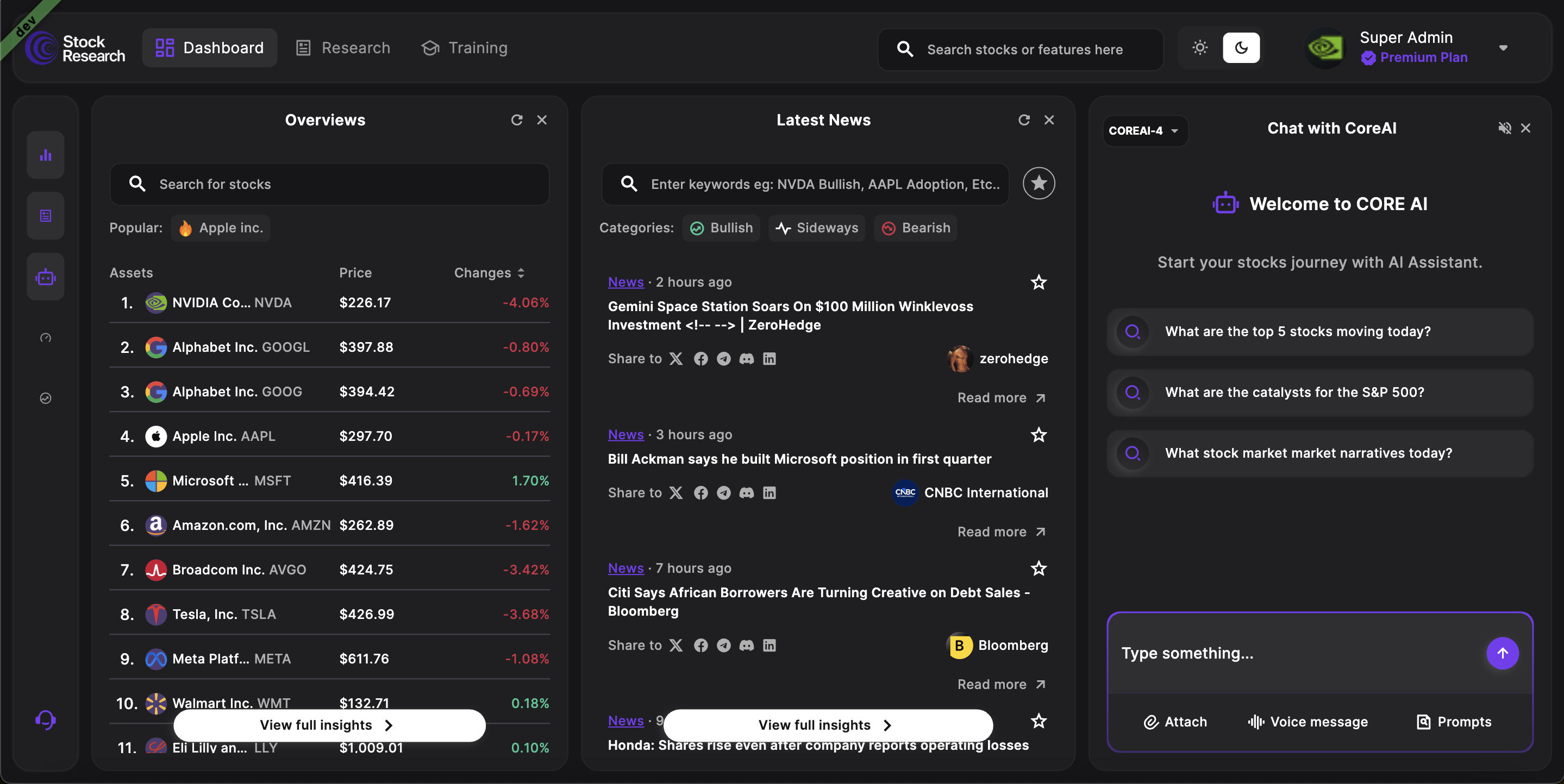 Dashboard & Stock Detail screenshot 1